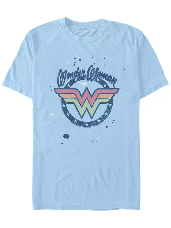 Мужская футболка с коротким рукавом Wonder Woman Splat Logo Fifth Sun — изображение 1 из 1, светлый синий