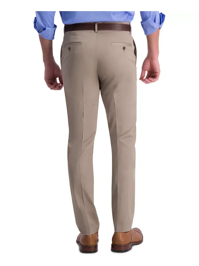 Мужские брюки Premium Khaki Slim-Fit с плоской передней частью, не требующие глажки Haggar — изображение 2 из 6, хаки