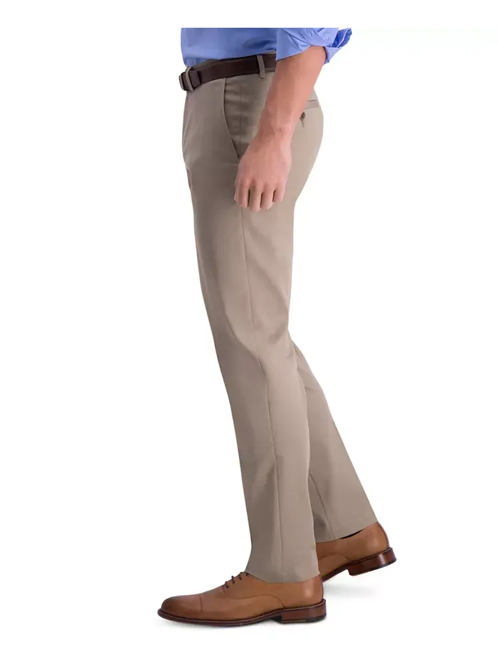 Мужские брюки Premium Khaki Slim-Fit с плоской передней частью, не требующие глажки Haggar — изображение 3 из 6, хаки