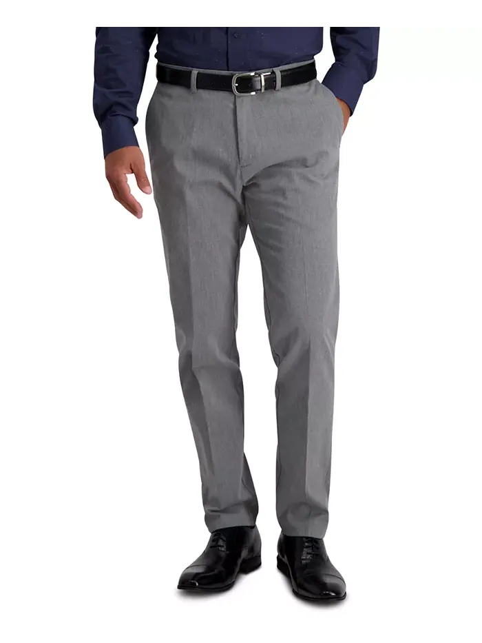 Мужские брюки Premium Khaki Slim-Fit с плоской передней частью, не требующие глажки Haggar — изображение 1 из 8, серый
