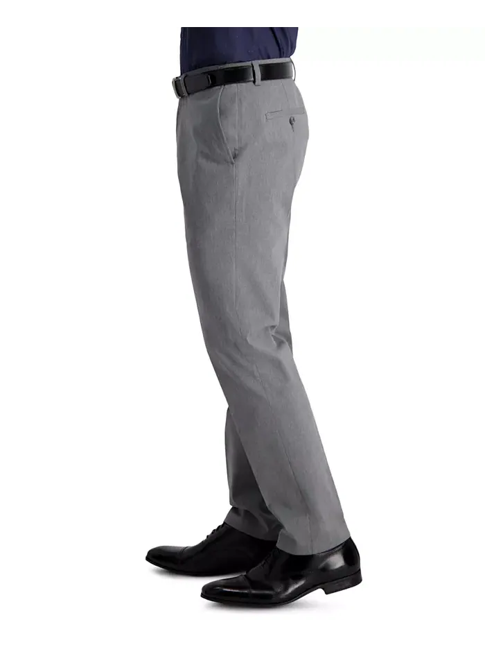 Мужские брюки Premium Khaki Slim-Fit с плоской передней частью, не требующие глажки Haggar — изображение 3 из 8, серый
