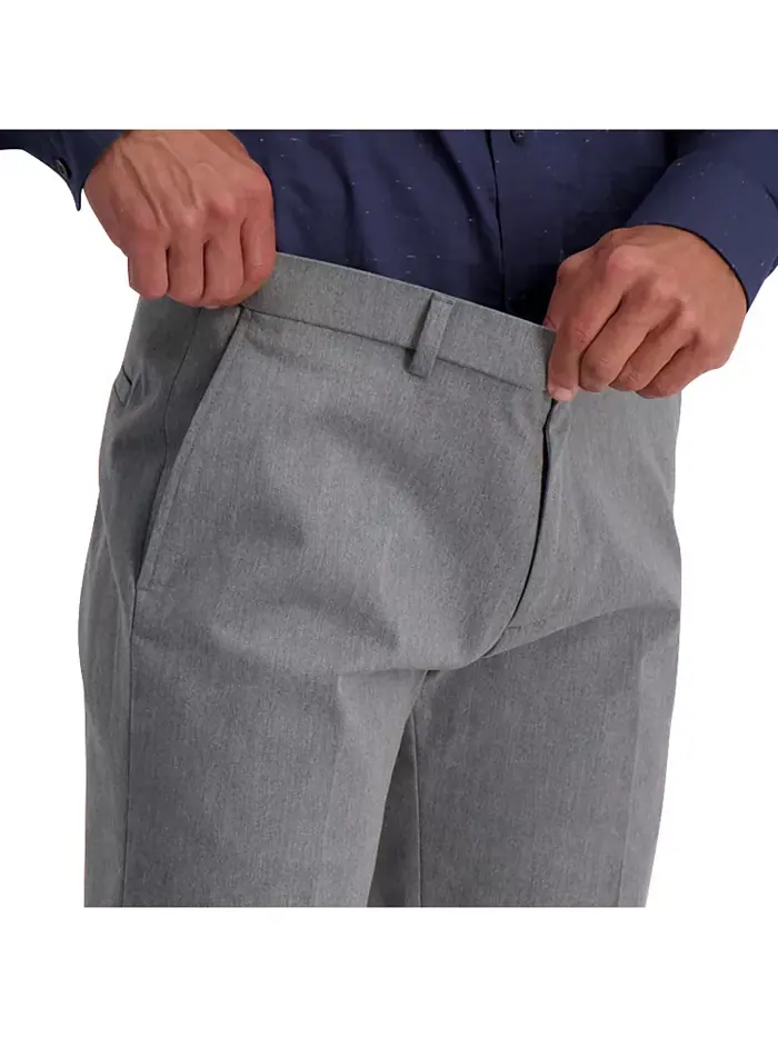 Мужские брюки Premium Khaki Slim-Fit с плоской передней частью, не требующие глажки Haggar — изображение 4 из 8, серый