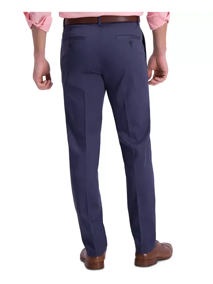 Мужские брюки Premium Khaki Slim-Fit с плоской передней частью, не требующие глажки Haggar — изображение 2 из 6, синий