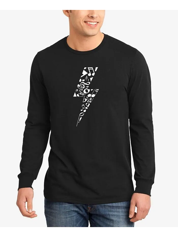 Мужская футболка с длинным рукавом и надписью Lightning Bolt Word Art LA Pop Art — изображение 1 из 3, черный