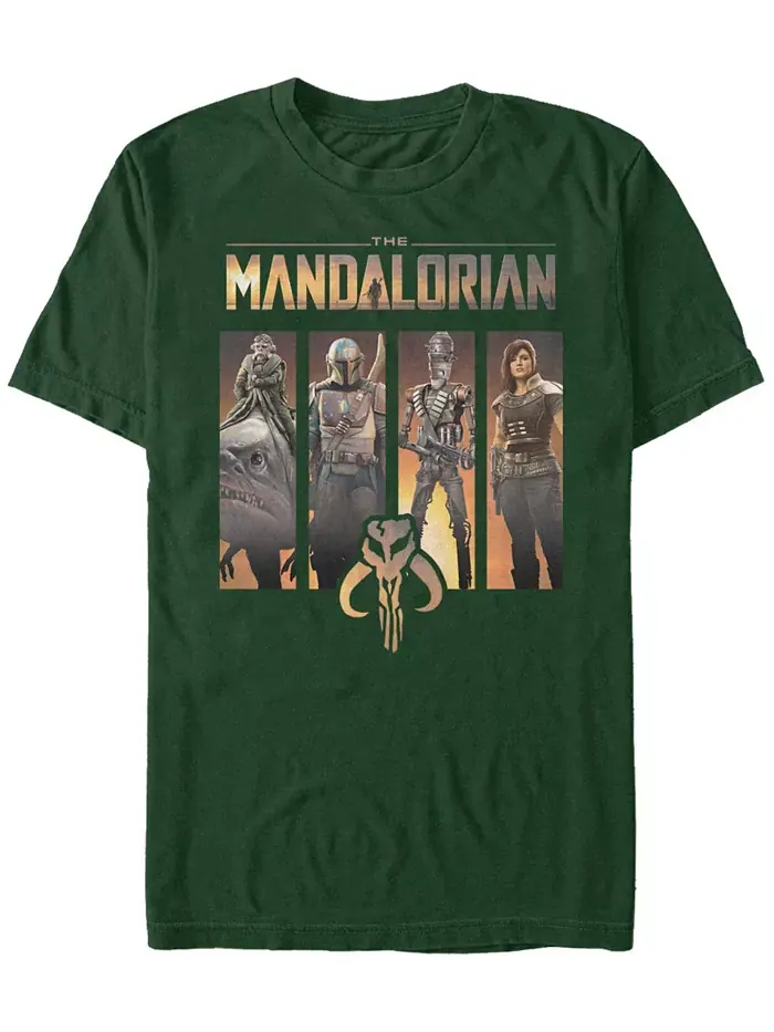 Мужская футболка с коротким рукавом Star Wars The Mandalorian с портретами персонажей Fifth Sun — изображение 1 из 1, зеленый