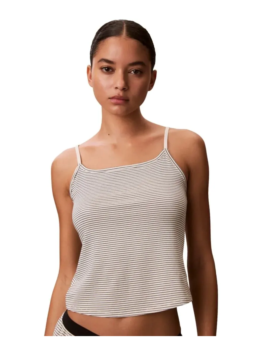 Женская майка с квадратным вырезом Calvin Klein, айвори stripe — изображение 1 из 6, слоновая кость
