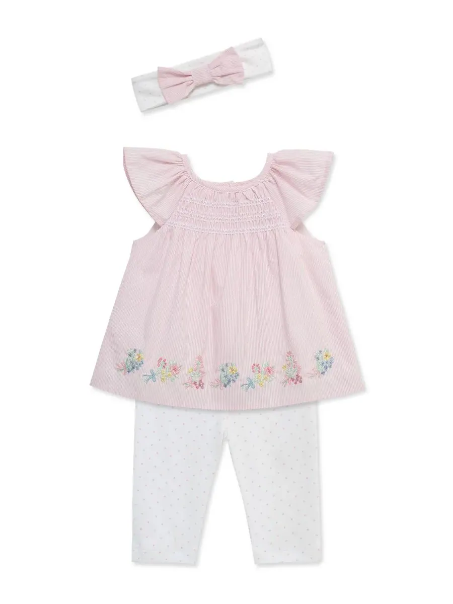 Комплект из 3 предметов для девочек: туника, леггинсы и повязка на голову с цветочным рисунком — изображение 3 из 5