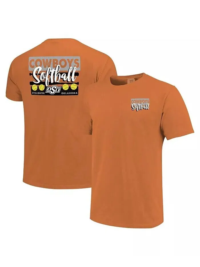 Мужская и женская оранжевая футболка Oklahoma State Cowboys Gritty Softball Bats Comfort Color — оранжевый
