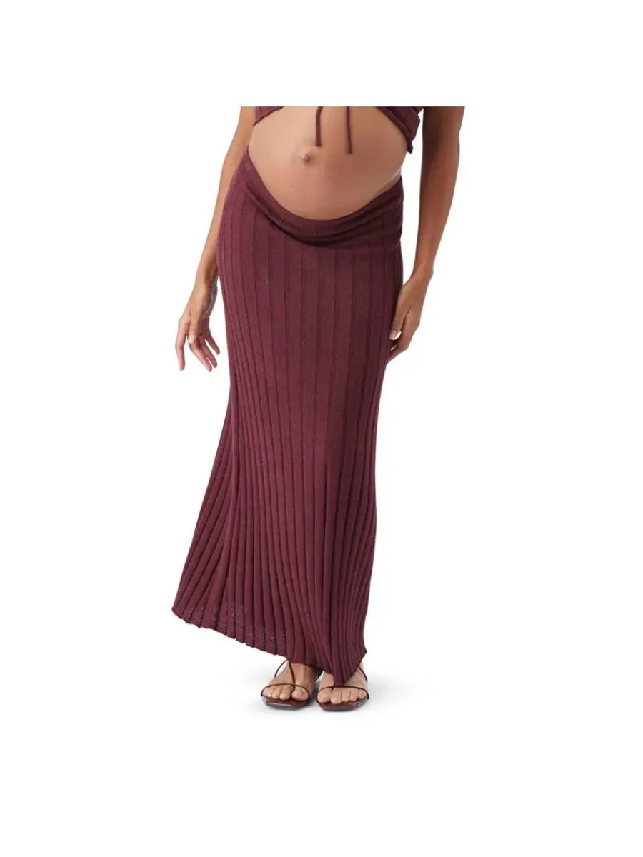 Ripe Maternity Вязаная юбка для беременных Ripe Charli в рубчик — изображение 1 из 6, коричневый