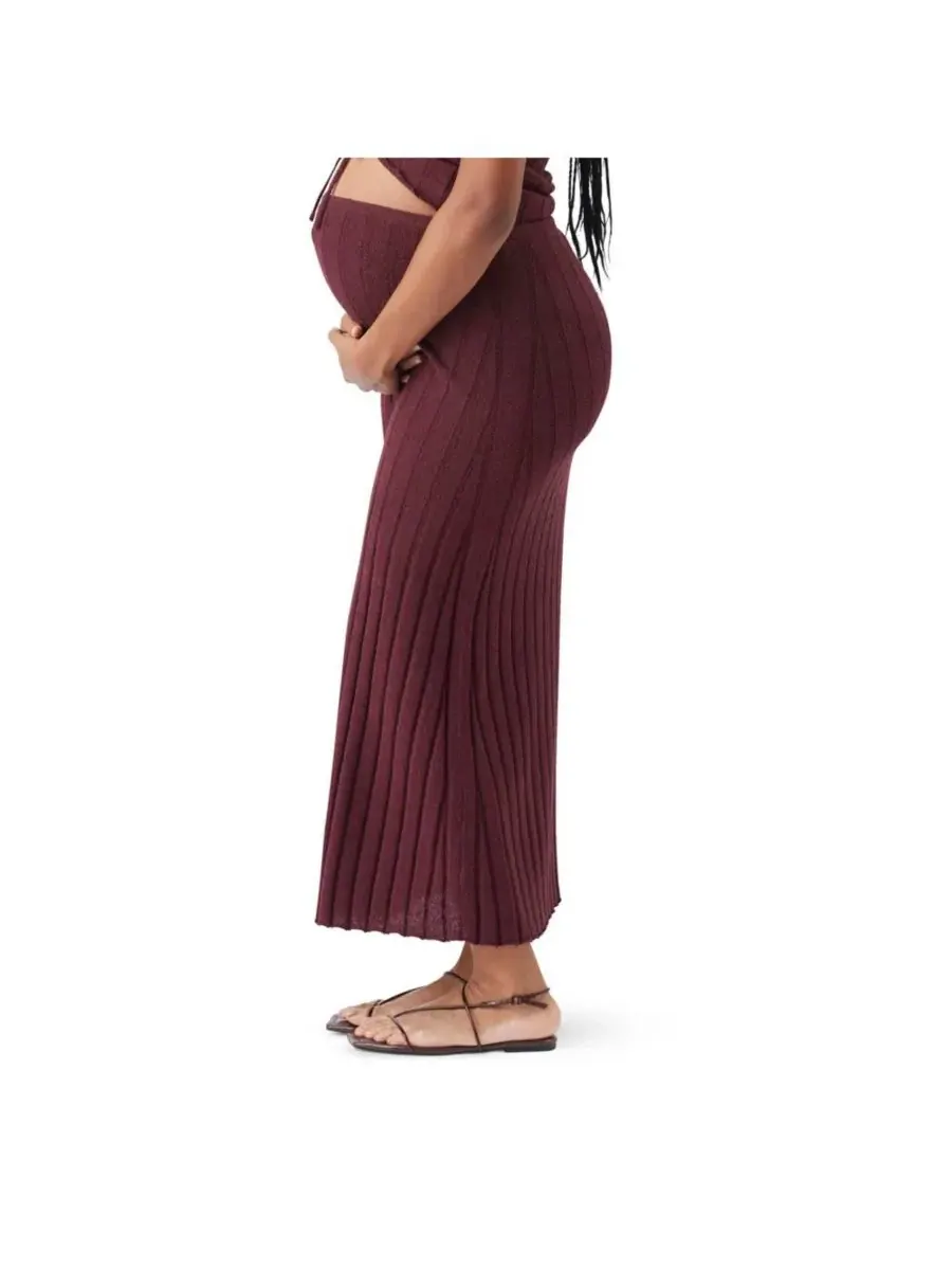 Ripe Maternity Вязаная юбка для беременных Ripe Charli в рубчик — изображение 2 из 6, коричневый
