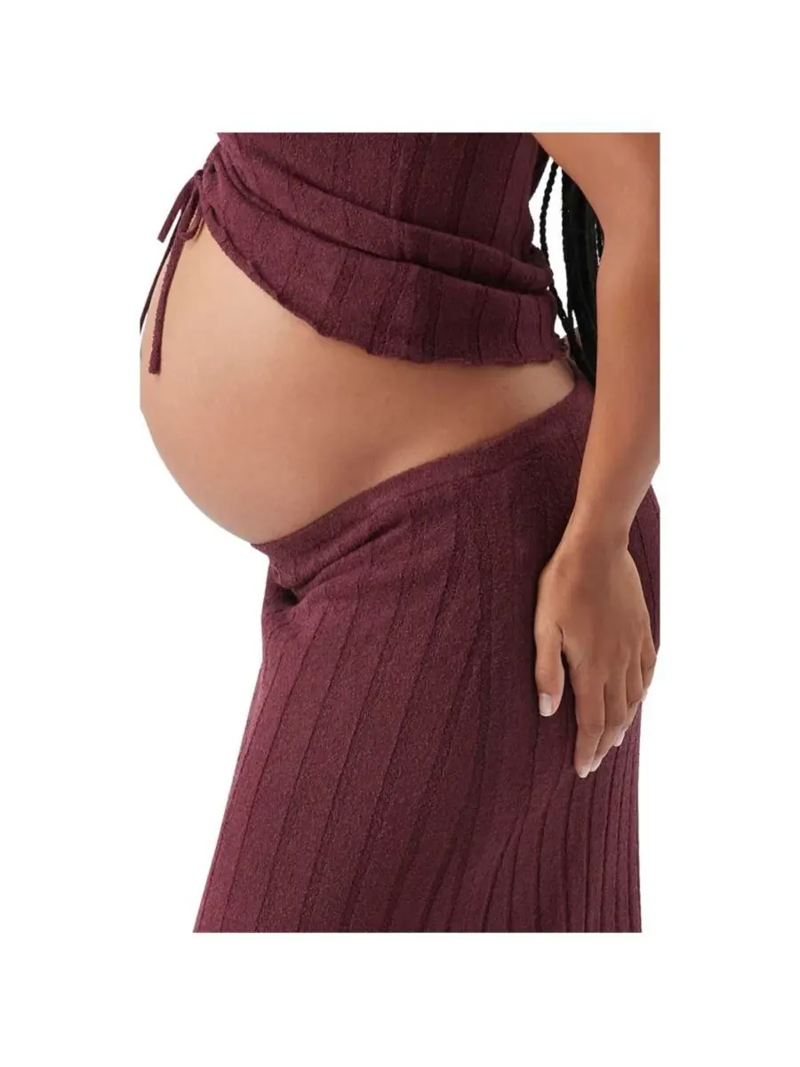 Ripe Maternity Вязаная юбка для беременных Ripe Charli в рубчик — изображение 4 из 6, коричневый