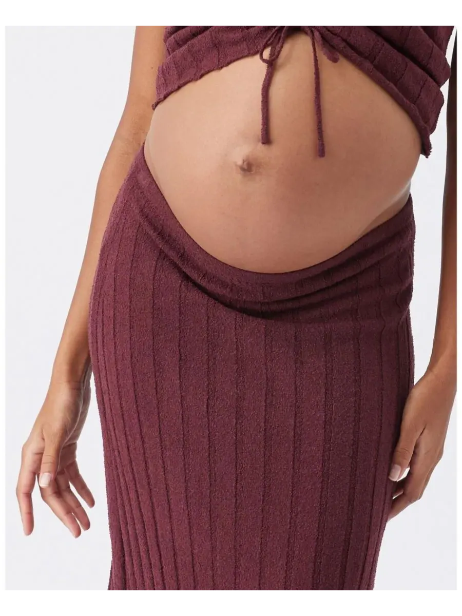 Ripe Maternity Вязаная юбка для беременных Ripe Charli в рубчик — изображение 6 из 6, коричневый