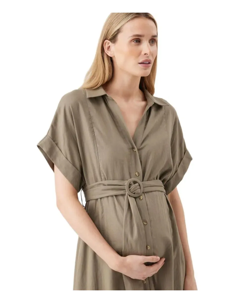 Ripe Maternity Платье-рубашка для кормления из льна Ripe Amy для беременных — изображение 3 из 7, оливковый