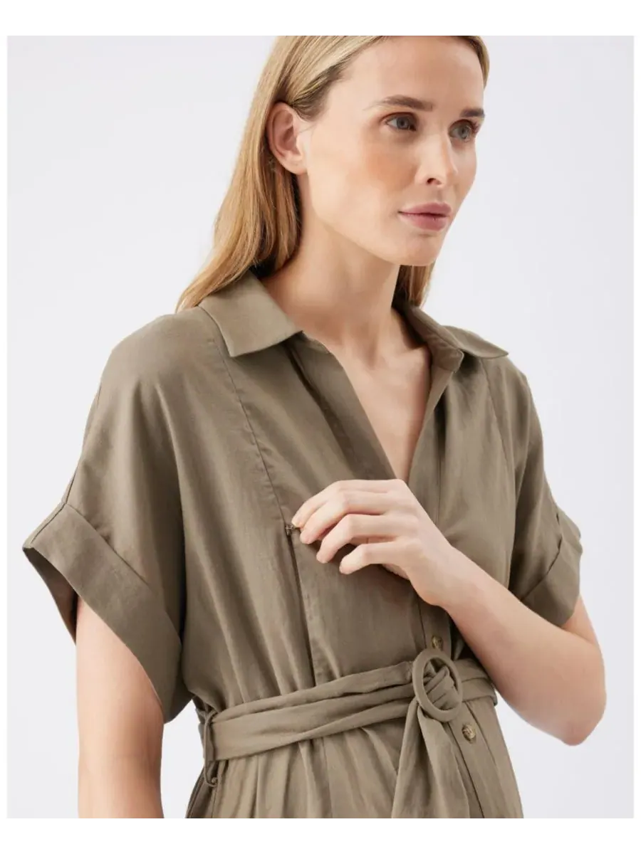Ripe Maternity Платье-рубашка для кормления из льна Ripe Amy для беременных — изображение 5 из 7, оливковый