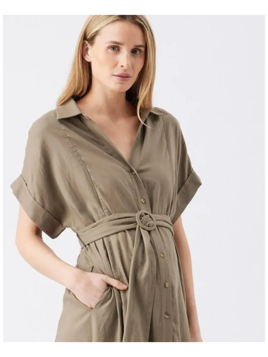 Ripe Maternity Платье-рубашка для кормления из льна Ripe Amy для беременных — изображение 6 из 7, оливковый