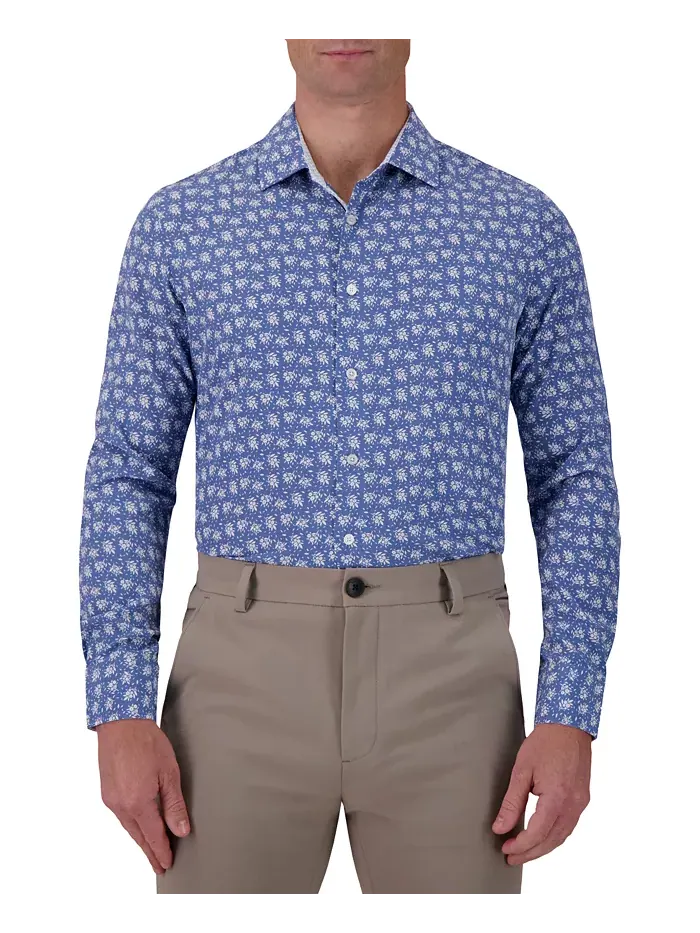 Мужская рубашка с цветочным принтом Slim-Fit Report Collection — синий