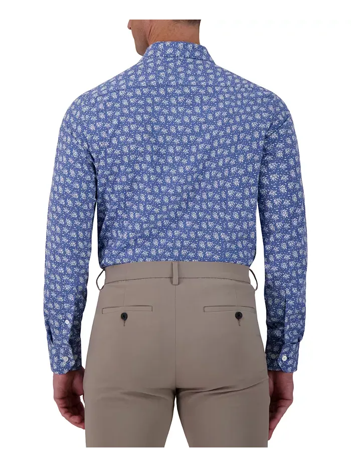 Мужская рубашка с цветочным принтом Slim-Fit Report Collection — изображение 2 из 6, темно-синий