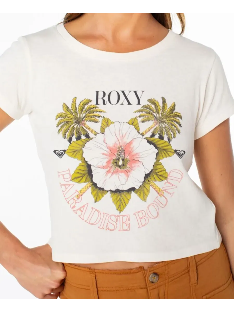 Женская футболка с круглым вырезом и графическим принтом "In Bloom" Roxy — изображение 3 из 4, серый