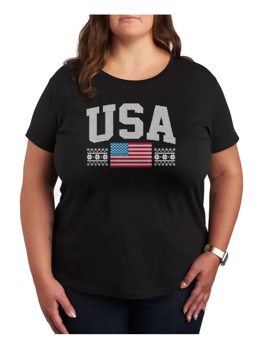 Футболка с коротким рукавом большого размера, с надписью "USA Sport Word Art" Hybrid Apparel — изображение 1 из 3, черный