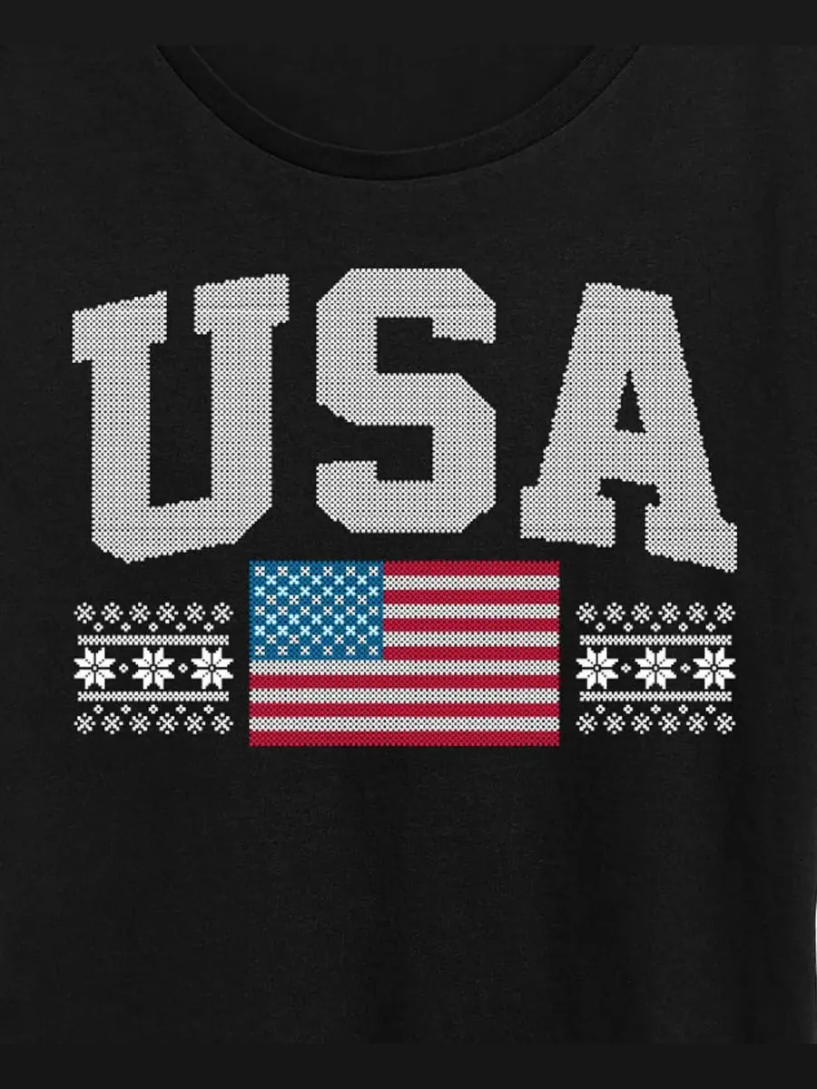 Футболка с коротким рукавом большого размера, с надписью "USA Sport Word Art" Hybrid Apparel — изображение 2 из 3, черный