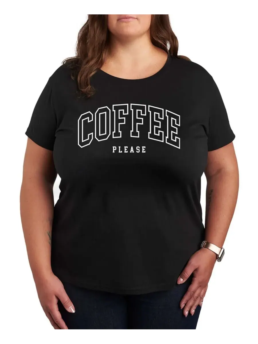 Женская футболка с коротким рукавом и графическим принтом Coffee Please Hybrid Apparel — изображение 1 из 3, черный