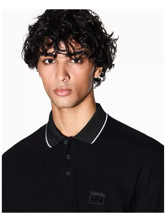 Мужская поло с коротким рукавом Night Lab из мерсеризованного пике A|X Armani Exchange — изображение 4 из 5, черный