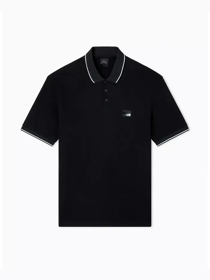 Мужская поло с коротким рукавом Night Lab из мерсеризованного пике A|X Armani Exchange — изображение 5 из 5, черный