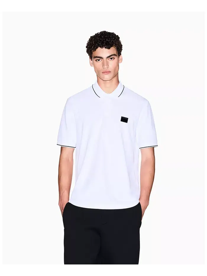 Мужская поло с коротким рукавом Night Lab из мерсеризованного пике A|X Armani Exchange — изображение 1 из 5, белый