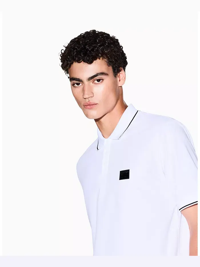 Мужская поло с коротким рукавом Night Lab из мерсеризованного пике A|X Armani Exchange — изображение 3 из 5, белый