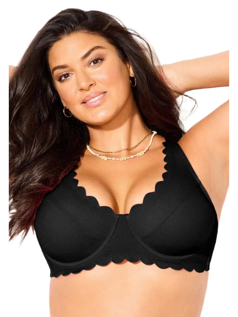 Женский бикини-топ с волнистым краем и на косточках Swimsuits For All — изображение 2 из 3, черный