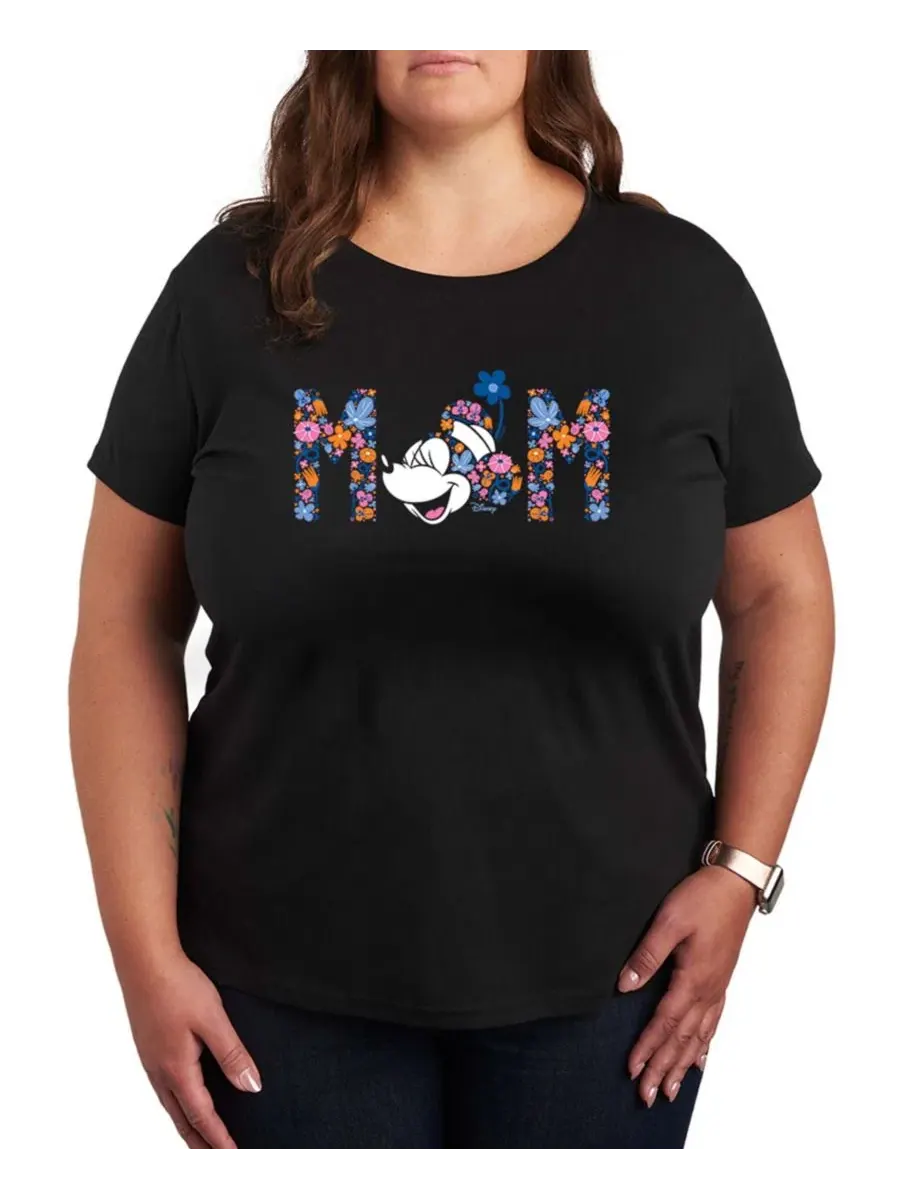 Футболка с коротким рукавом и цветочным принтом Disney Mom Minnie Plus Size Hybrid Apparel — изображение 1 из 3, черный