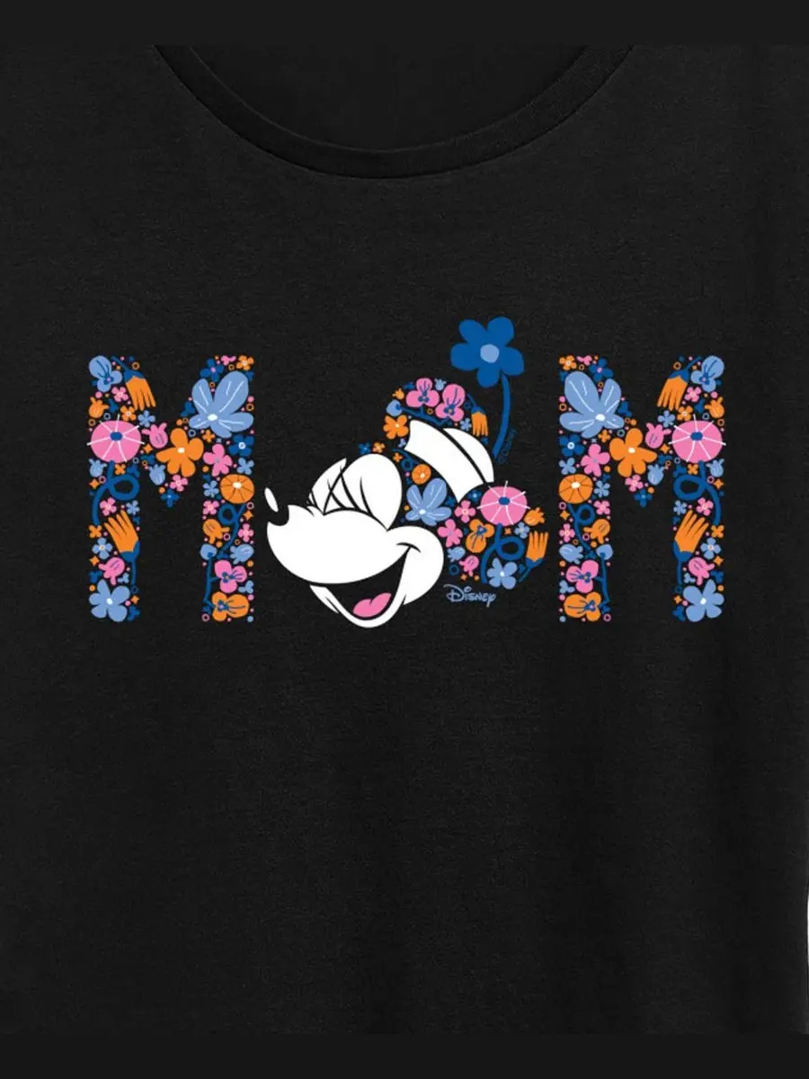 Футболка с коротким рукавом и цветочным принтом Disney Mom Minnie Plus Size Hybrid Apparel — изображение 2 из 3, черный
