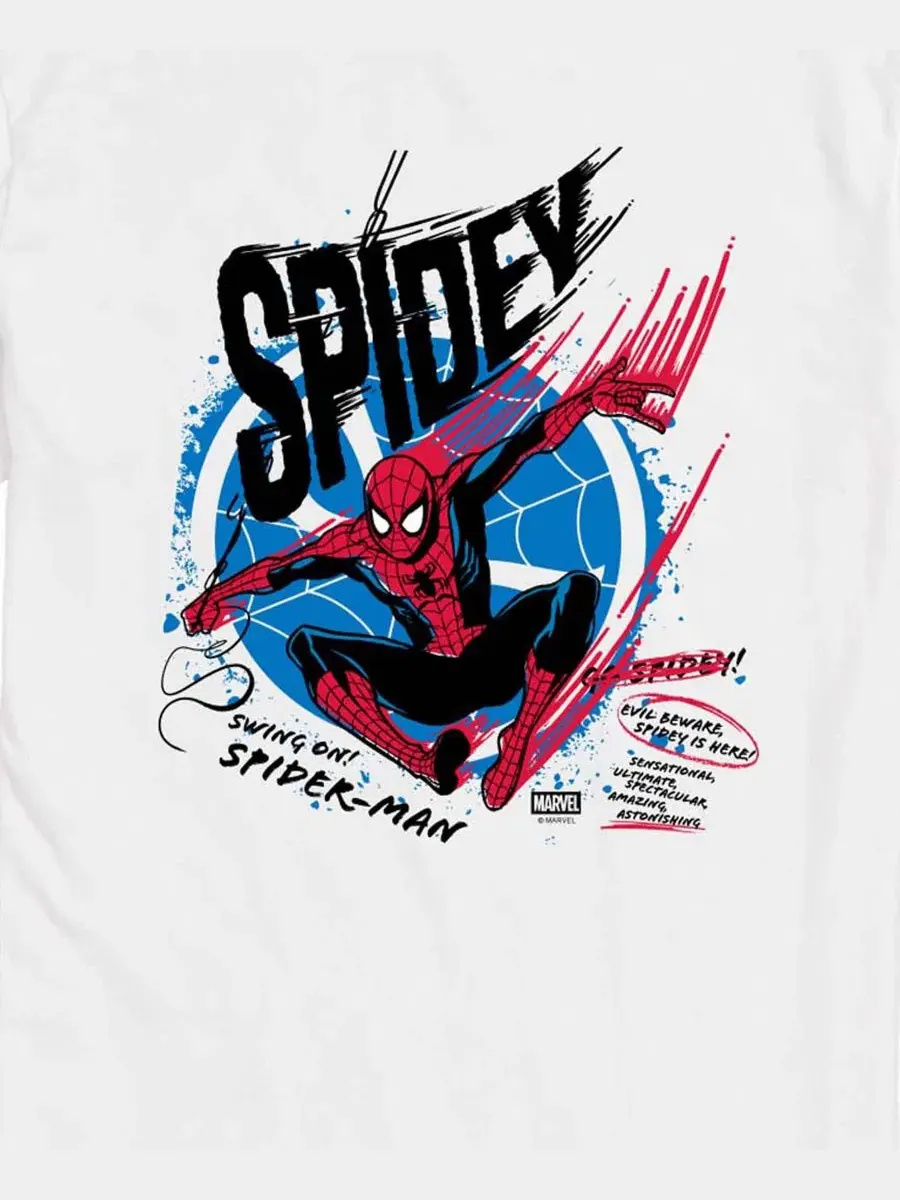 Мужская футболка с коротким рукавом и графическим принтом Человека-паука (Spidey Speed) Airwaves — изображение 3 из 3, белый