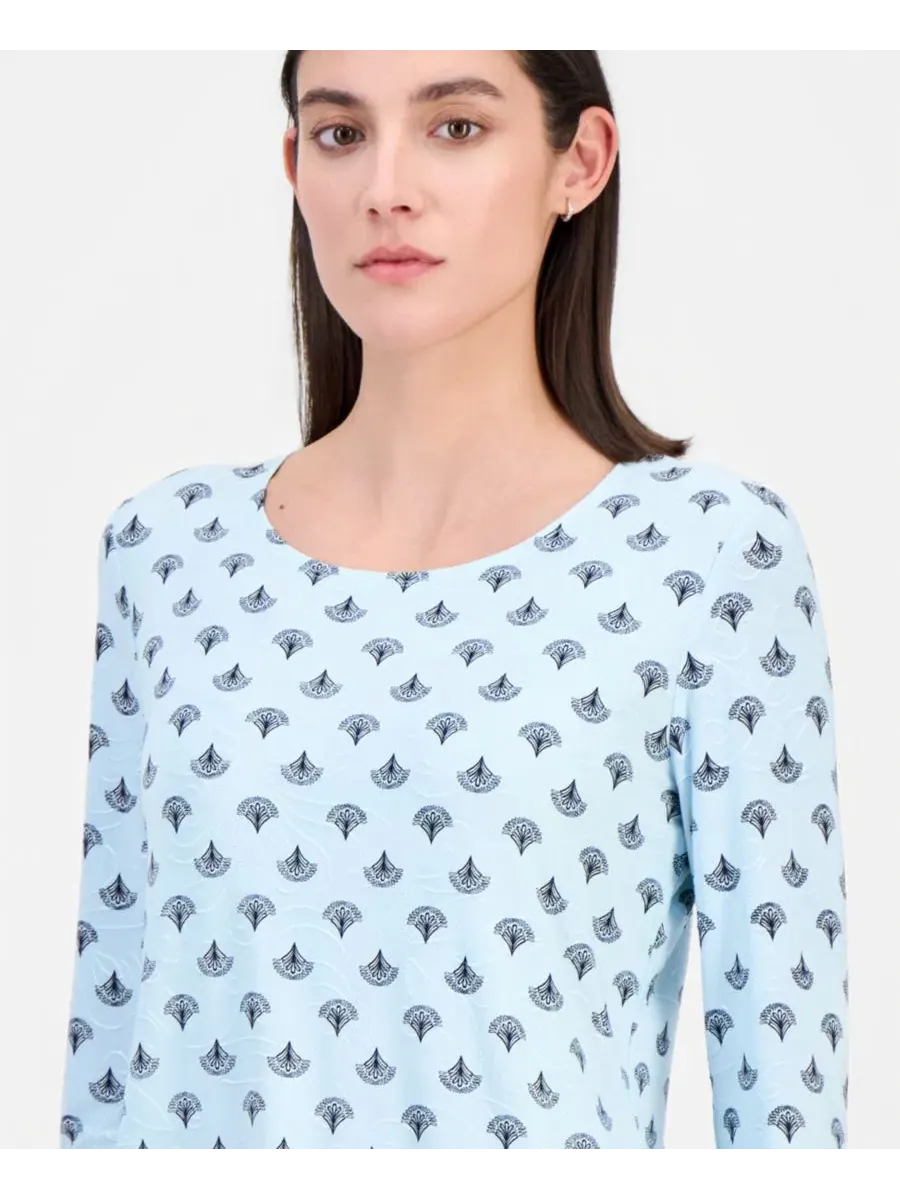 Укороченная футболка свободного кроя с круглым вырезом Jm Collection — изображение 2 из 3, голубой