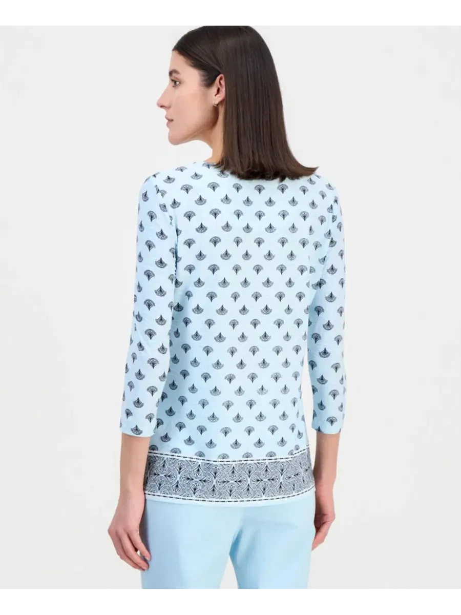 Укороченная футболка свободного кроя с круглым вырезом Jm Collection — изображение 3 из 3, голубой