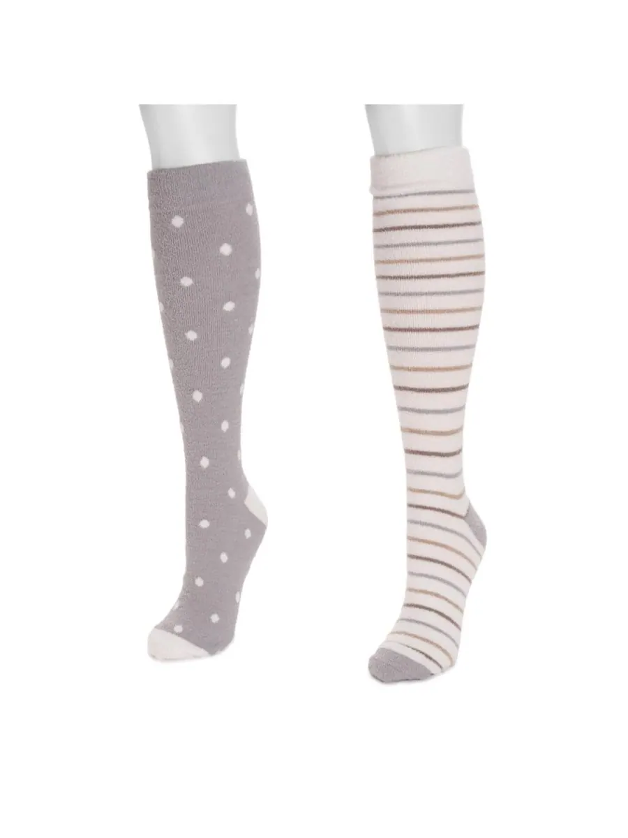 Женские компрессионные уютные носки (2 шт в упаковке) MUK LUKS — изображение 2 из 2, серый