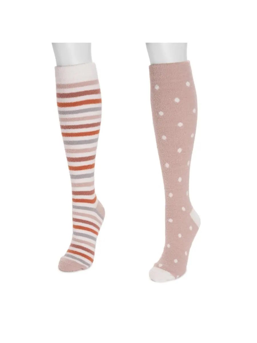 Женские компрессионные уютные носки (2 шт в упаковке) MUK LUKS — изображение 2 из 2, розовый