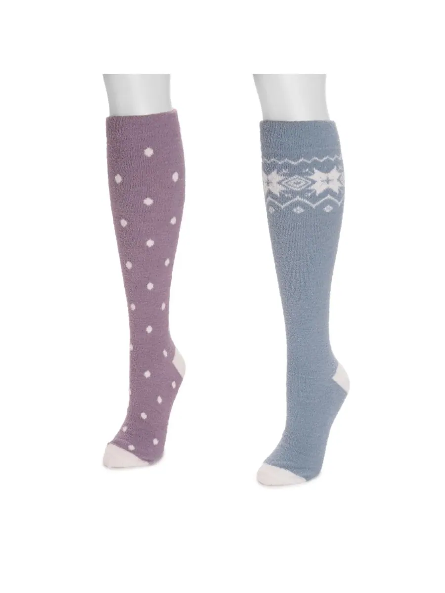 Женские компрессионные уютные носки (2 шт в упаковке) MUK LUKS — изображение 2 из 2, синий/фиолетовый