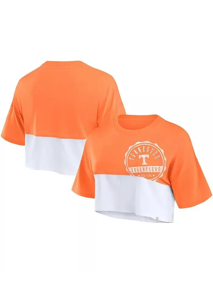 Женская укороченная футболка с большим значком Tennessee Volunteers оранжевого/белого цвета в стиле — изображение 1 из 3