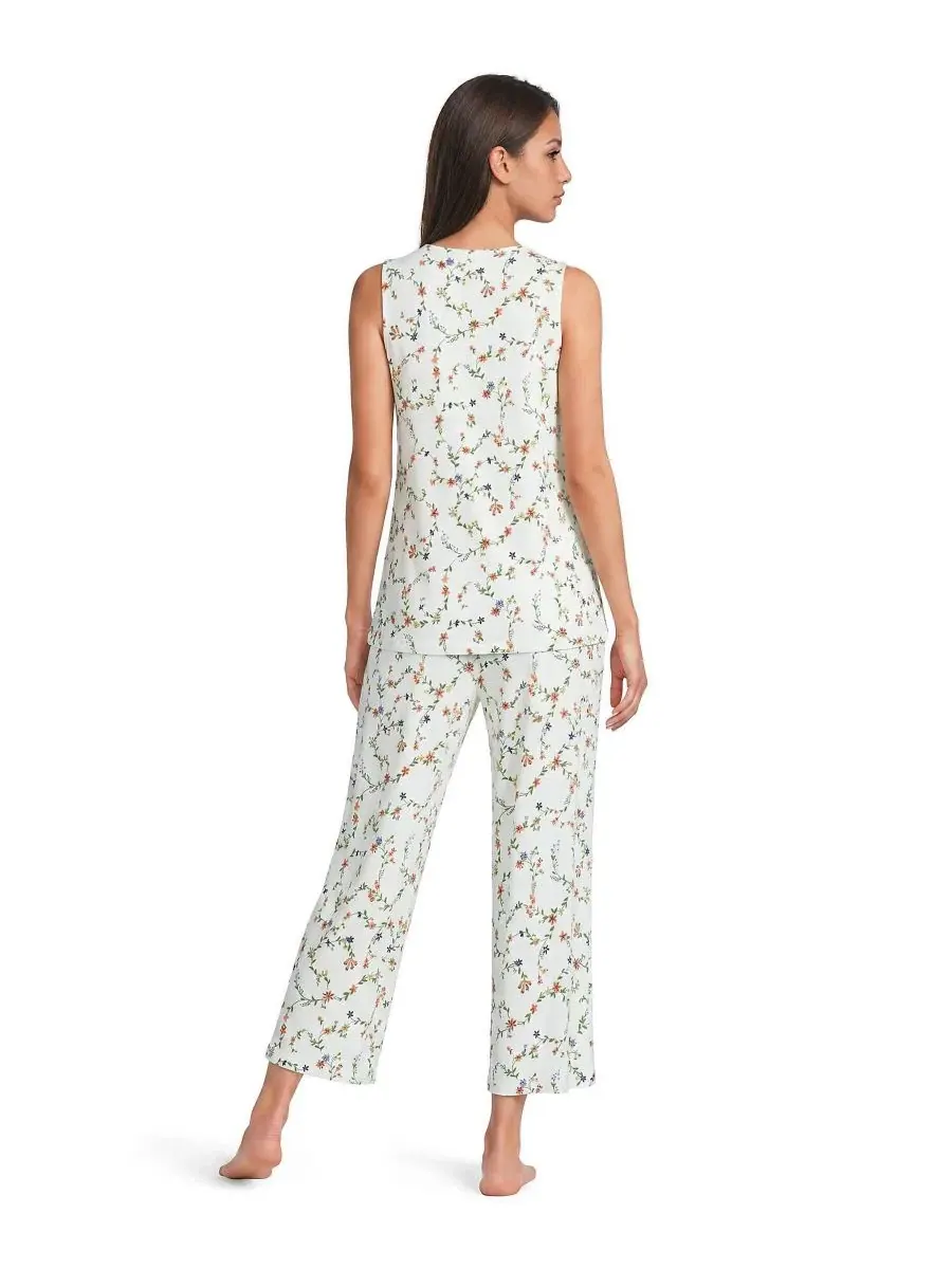 Комплект пижамы с майкой, брюками и халатом, модель Lightweight Rayon-Spandex Blend Lands' End — изображение 2 из 4