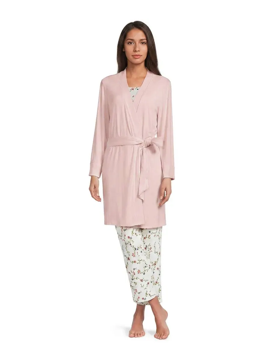 Комплект пижамы с майкой, брюками и халатом, модель Lightweight Rayon-Spandex Blend Lands' End — изображение 4 из 4