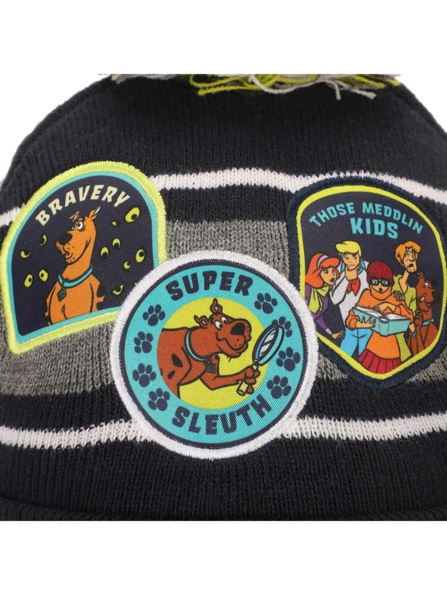 Комплект из шапки и перчаток с принтом Super Sleuth Badges Scooby Doo — изображение 5 из 10, черный серый желтый