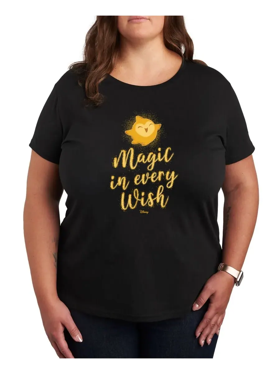 Модная футболка больших размеров с графическим принтом Disney Wish Hybrid Apparel — изображение 1 из 2, черный
