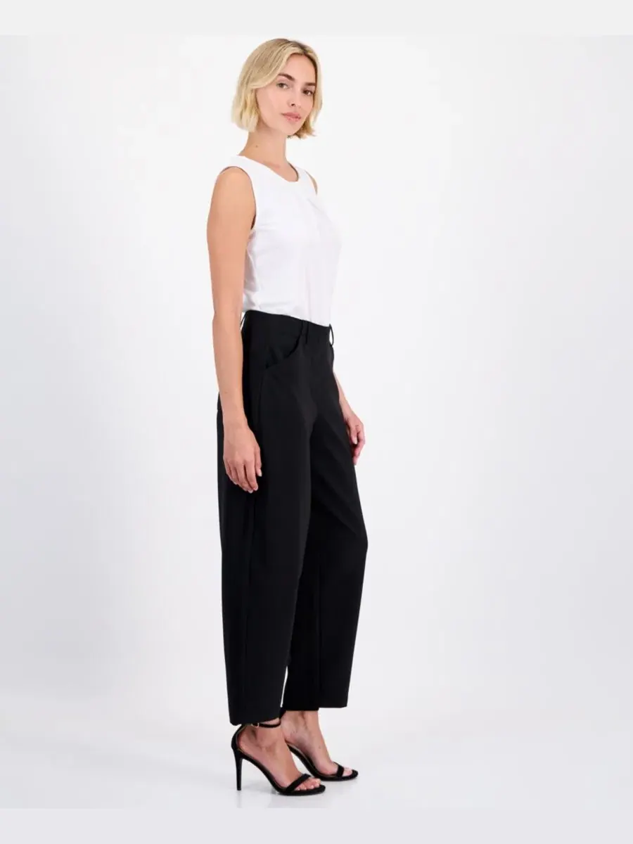 Брюки-бананы с защипами, с длиной по щиколотку Anne Klein — изображение 2 из 4, черный
