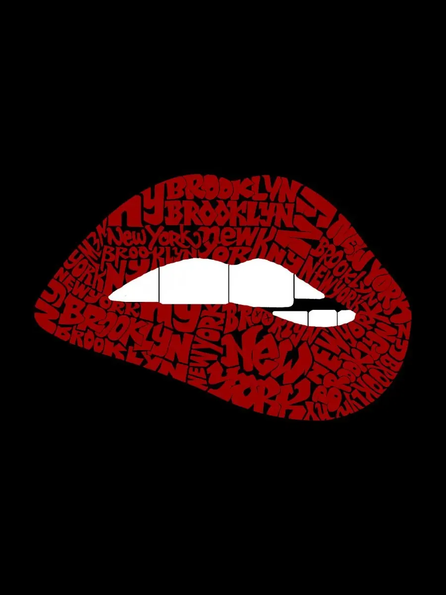 Футболка большого размера с надписью "Бруклинские губы" LA Pop Art — изображение 2 из 3, черный