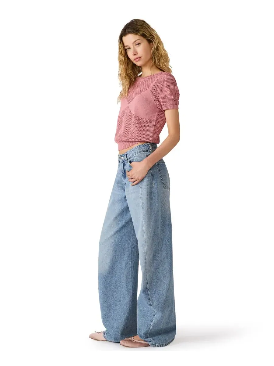 Свитер с круглым вырезом и коротким рукавом Blakelee Crewneck Short-Sleeve Steve Madden — изображение 4 из 5, розовый