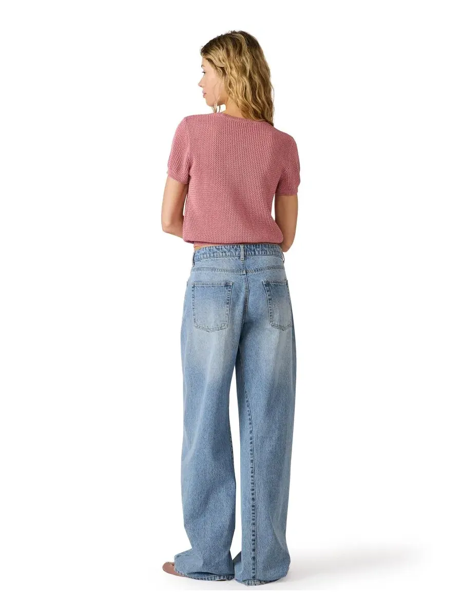 Свитер с круглым вырезом и коротким рукавом Blakelee Crewneck Short-Sleeve Steve Madden — изображение 5 из 5, розовый