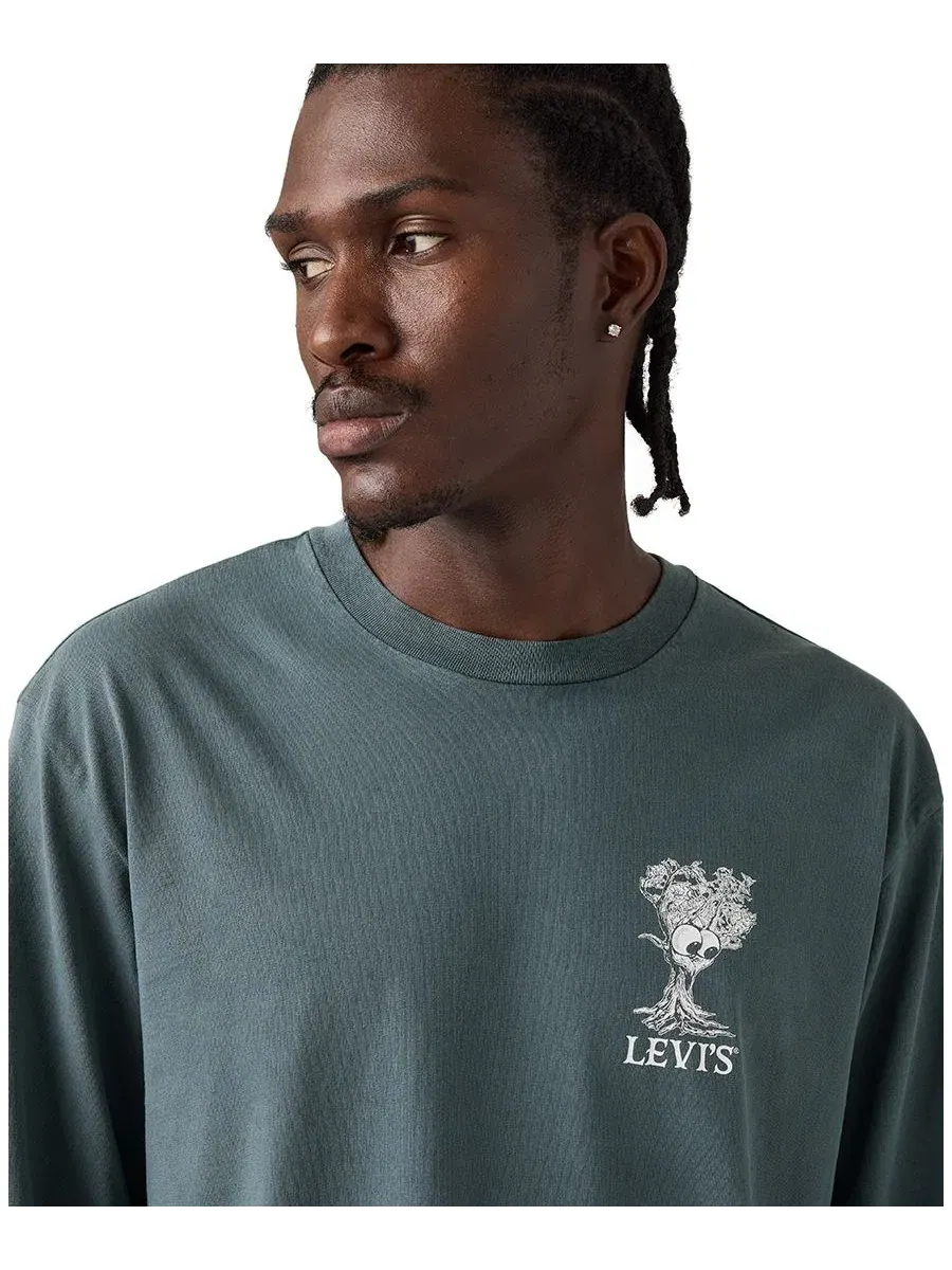 Футболка с длинным рукавом с графическим принтом Levi's — изображение 3 из 4, серый