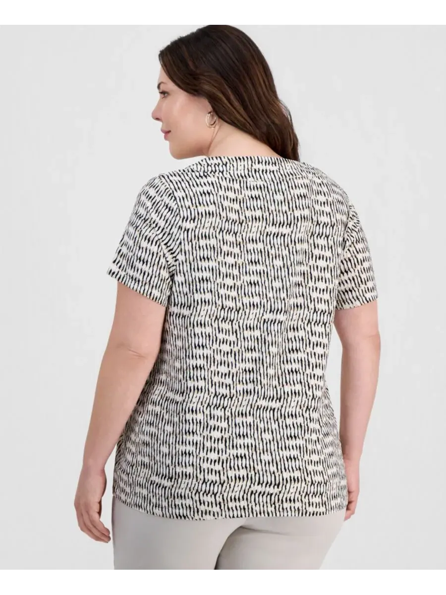 Топ с V-образным вырезом и рукавами-крылышками Isabella Dot JM Collection — изображение 4 из 4, глубокий черный