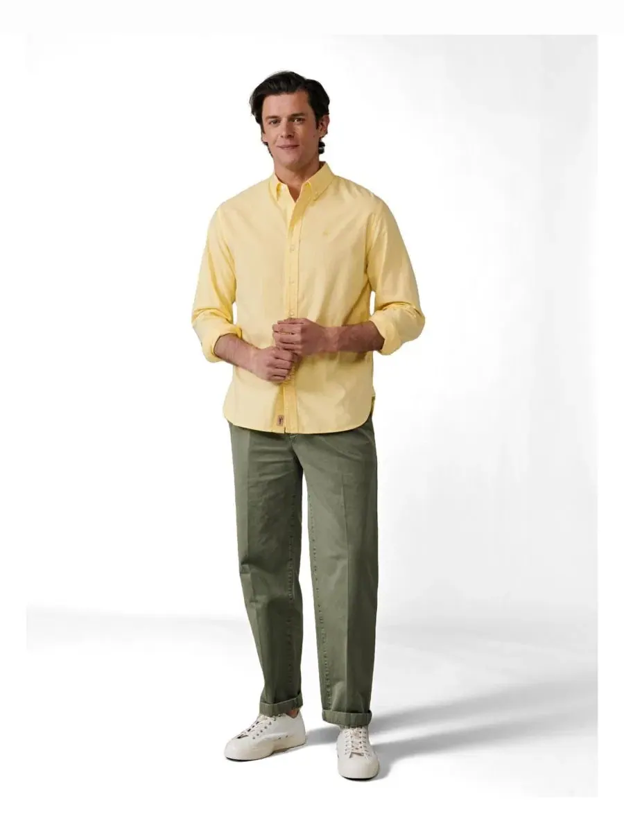 Мужская рубашка-оксфорд из легкого хлопка Horkstow Lightweight Oxford Shirt Aubin — изображение 3 из 4, желтый